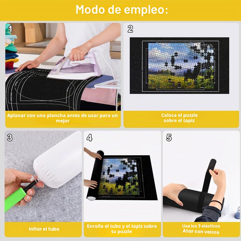 Ainiv Tapete Puzzle, Puzzle Roll Mat con Líneas Auxiliares para hasta 1500 Piezas, Plegable Alfombra Puzzle con Bomba Inflable, Antideslizante Tapete Puzzle para Almacenar Rompecabezas