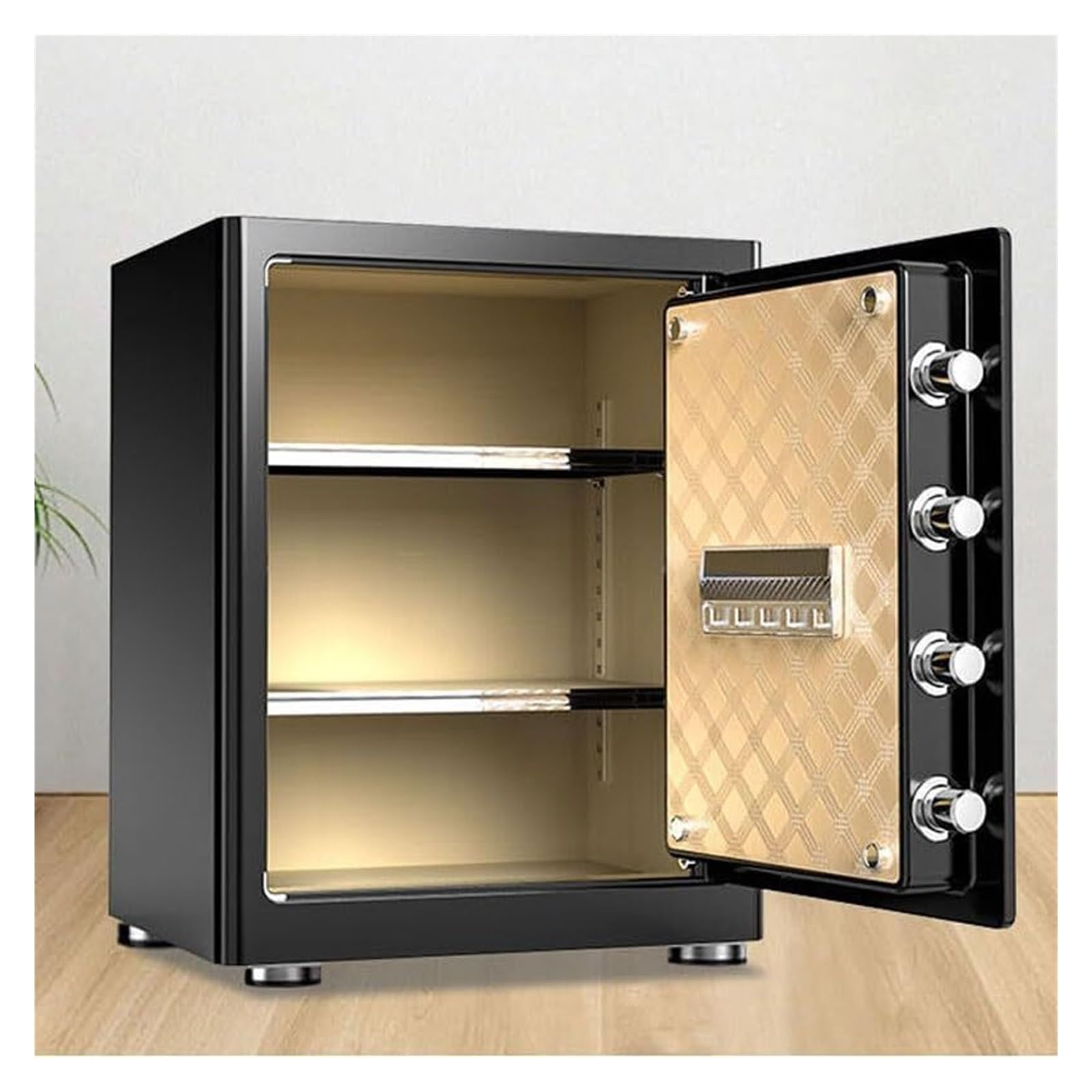 Cassaforte a mobile, Casseforti a gabinetto Cassaforte di sicurezza domestica in acciaio(Gold,Password)