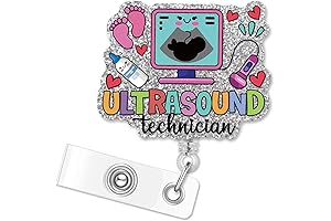 Ultrasound Tech Badge Reel: Gleam with Silver Glitter