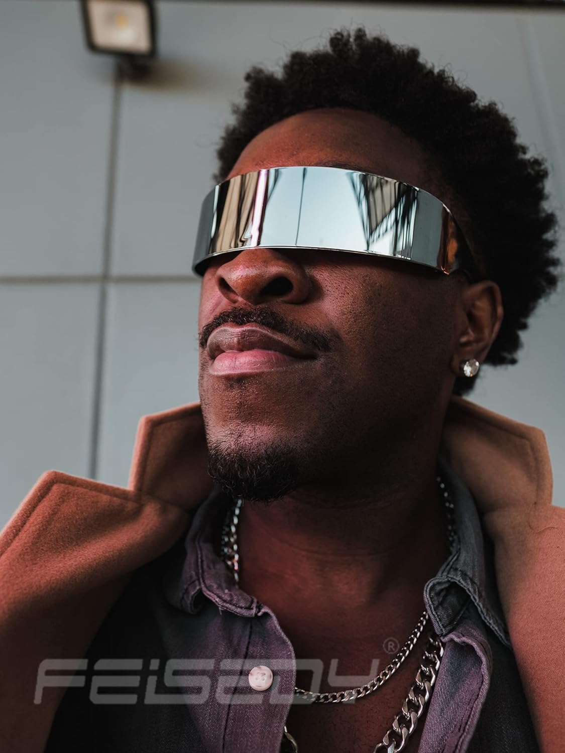 FEISEDY 80s Futuristic Cyclops Cyber Visor Sunglasses Men Women Punk Style Cosplay B2740 - Image 2