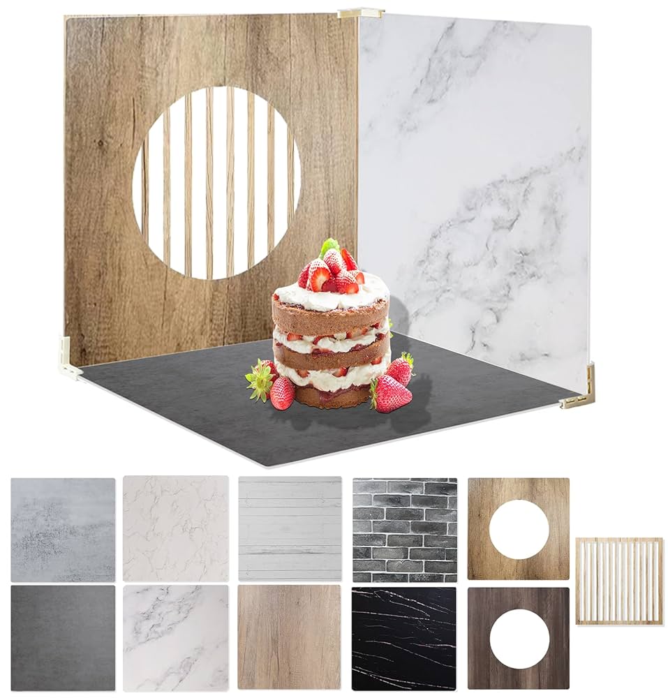 Amazon | 6ピース 12パターン 両面3D製品写真背景ボード 16x16