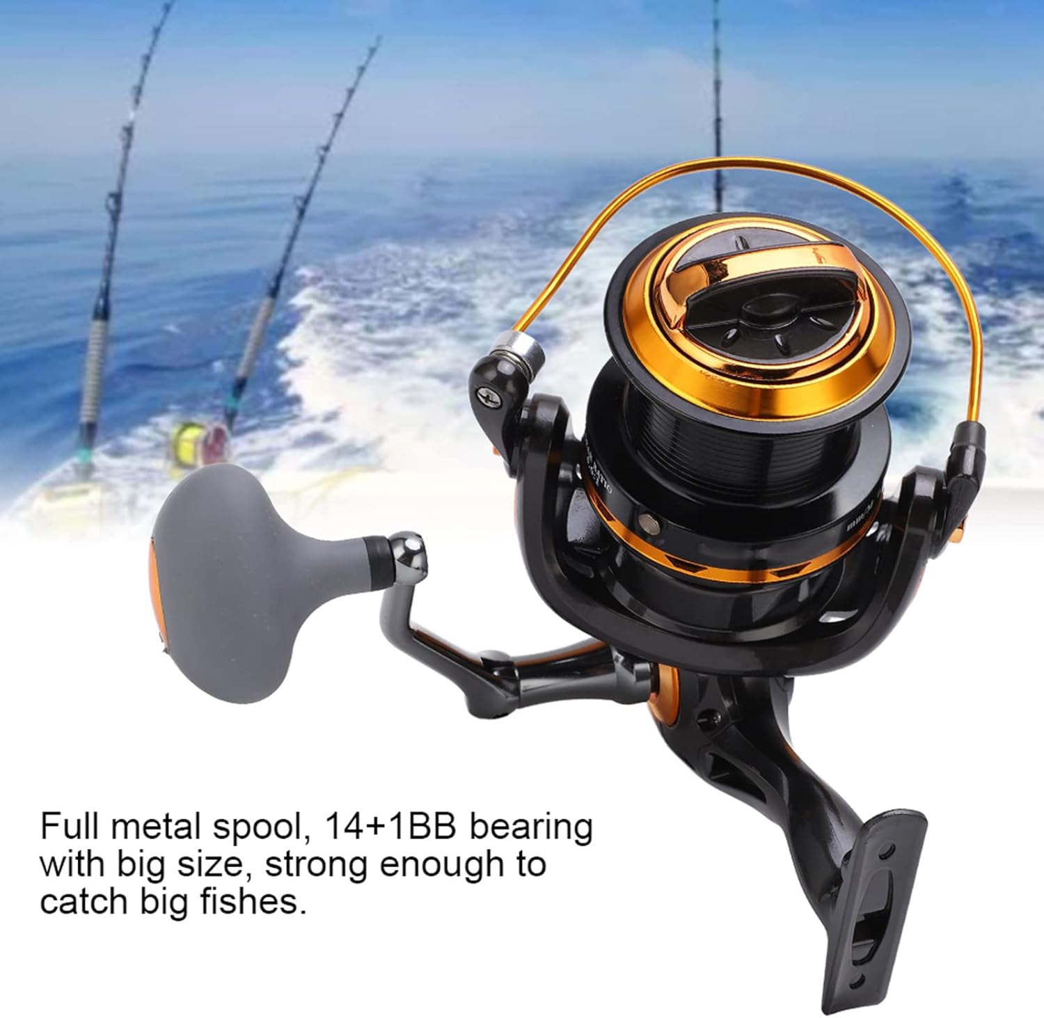 Fishing Reel, High Speed 14+1BB Metallic Fishing Reel Wheel for Sea Fishing with Tackle Accessories (8000)