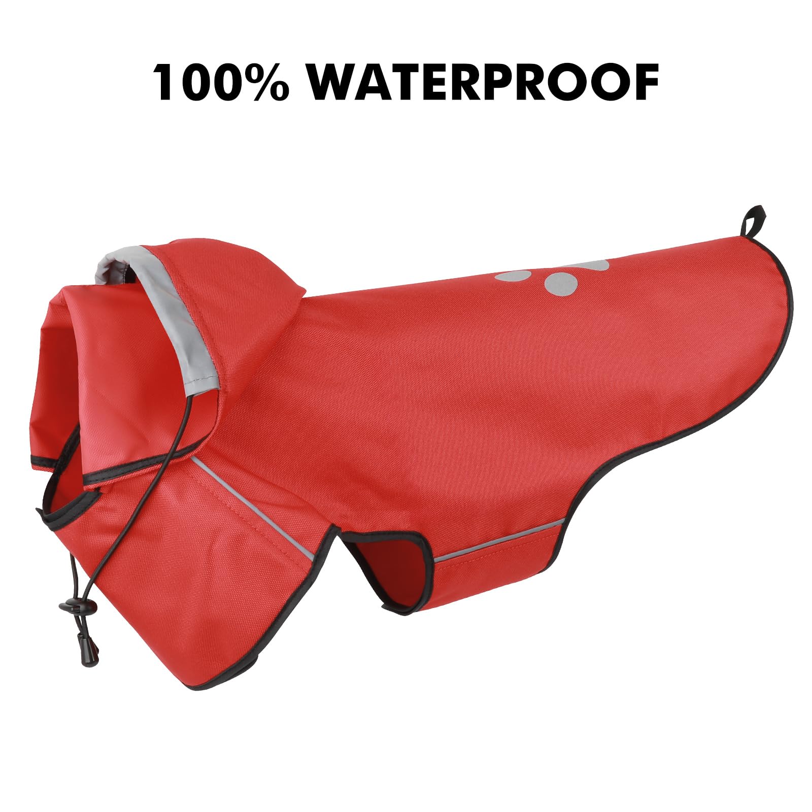Hunde Regenmantel Kleine Hunde, Verstellbarer Regenjacke mit Klettverschluss - Ultraleicht & Wasserdicht Hunderegenmantel mit Reflektierenden Kapuze für Spaziergänge (S | Rot)
