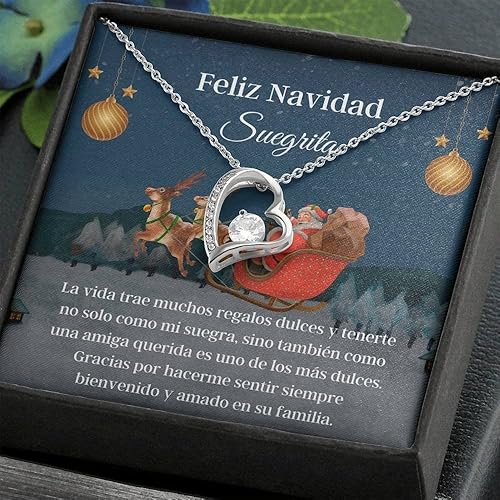 Joyería para tarjetas de mensaje, regalos personalizados, regalo de Navidad de Suegra Regalo de suegra española Bonito collar de Suegra Tarjeta