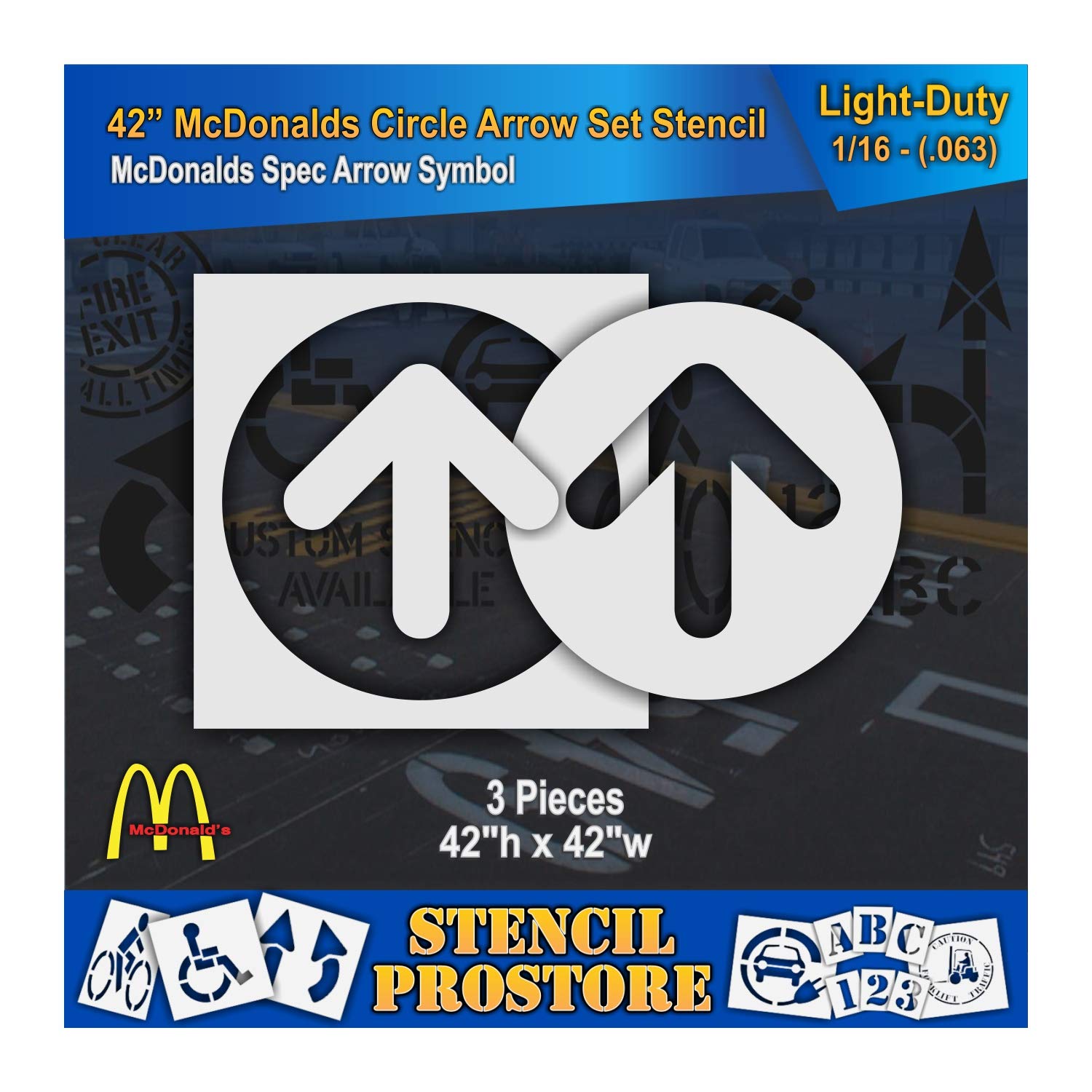 Retail Stencils - McDonalds - 42 in Circle Arrow Set Stencil - 42'' x 42'' x 1/16" (63 mil) - Light-Duty