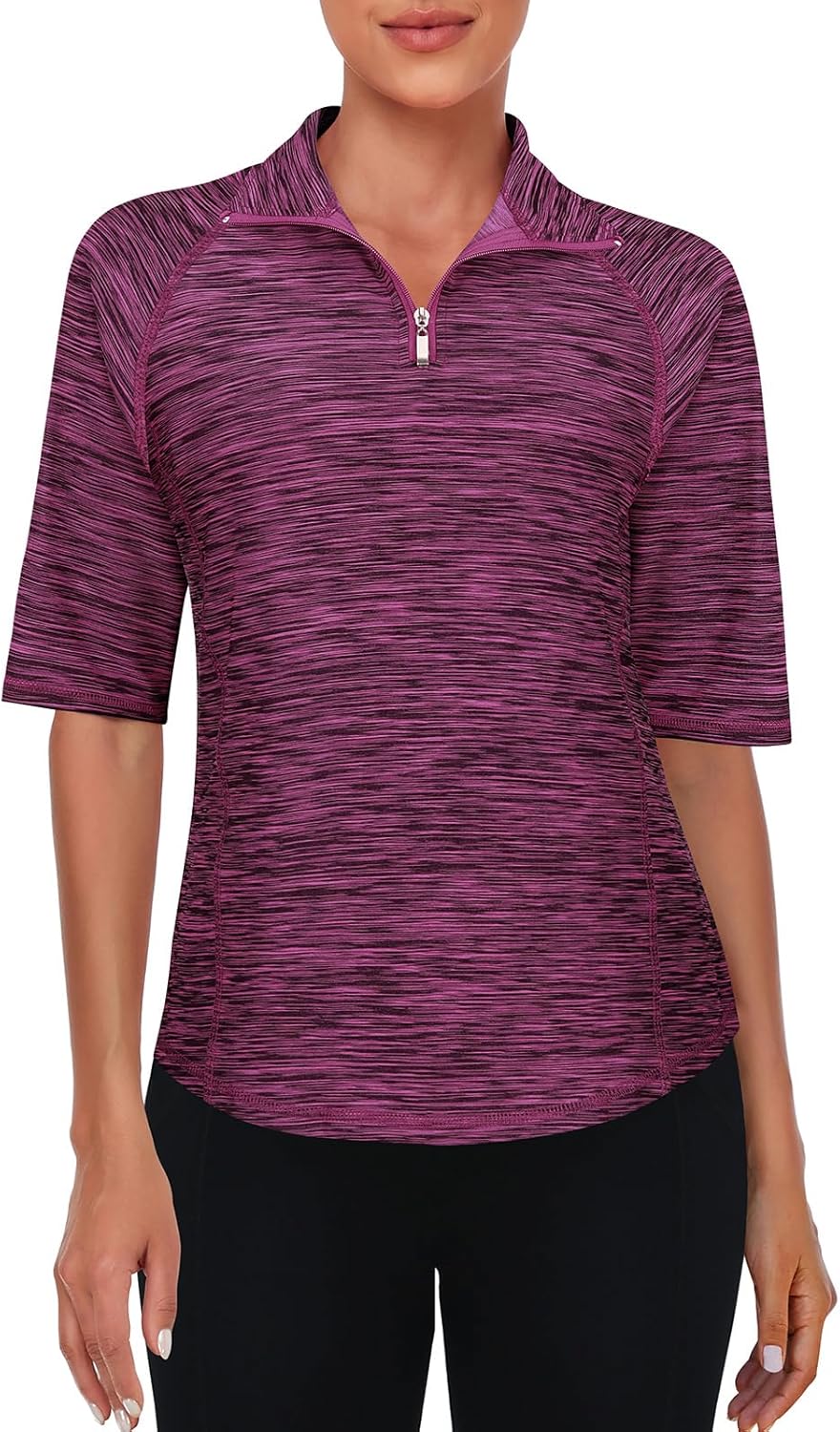 Viracy Half Sleeve Womens Golf Polo Shirts 1/4 Zip Up Moisture Wicking Running Workout Tops
