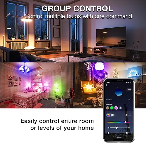 Miniatura 8 de DAYBETTER Bombillas inteligentes RGBCW WiFi que cambian de color, bombillas inteligentes que funcionan con Alexa y Google Assistant, A19 E26 9W