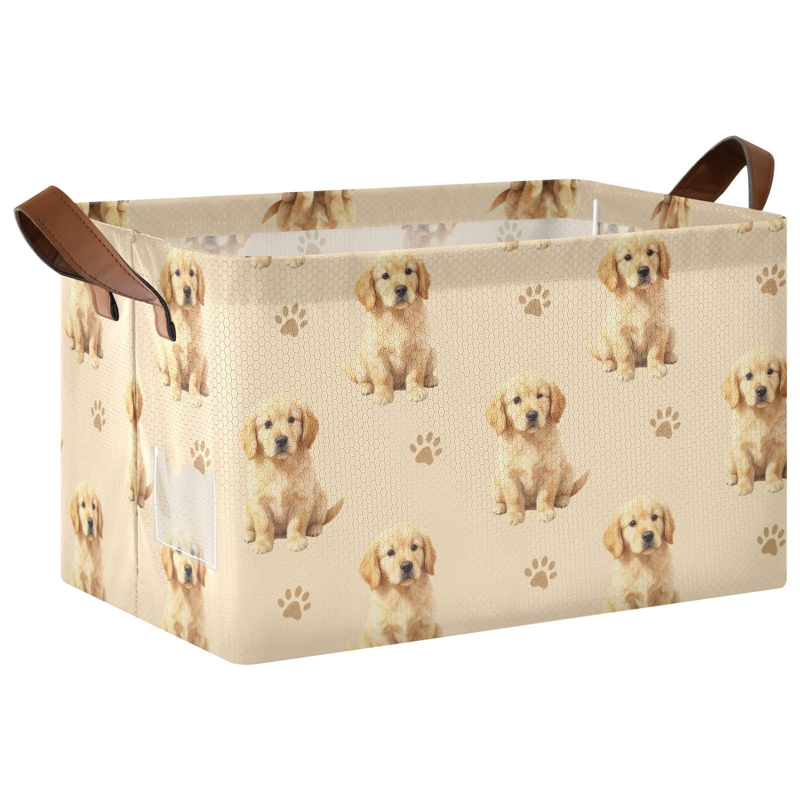 Panier de rangement pliable beige boîte de stockage tissu taille M avec poignées