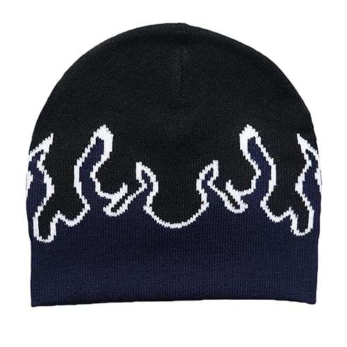 Flame Caps Hat 2000s Unique Knit Hat Skull Highlight for