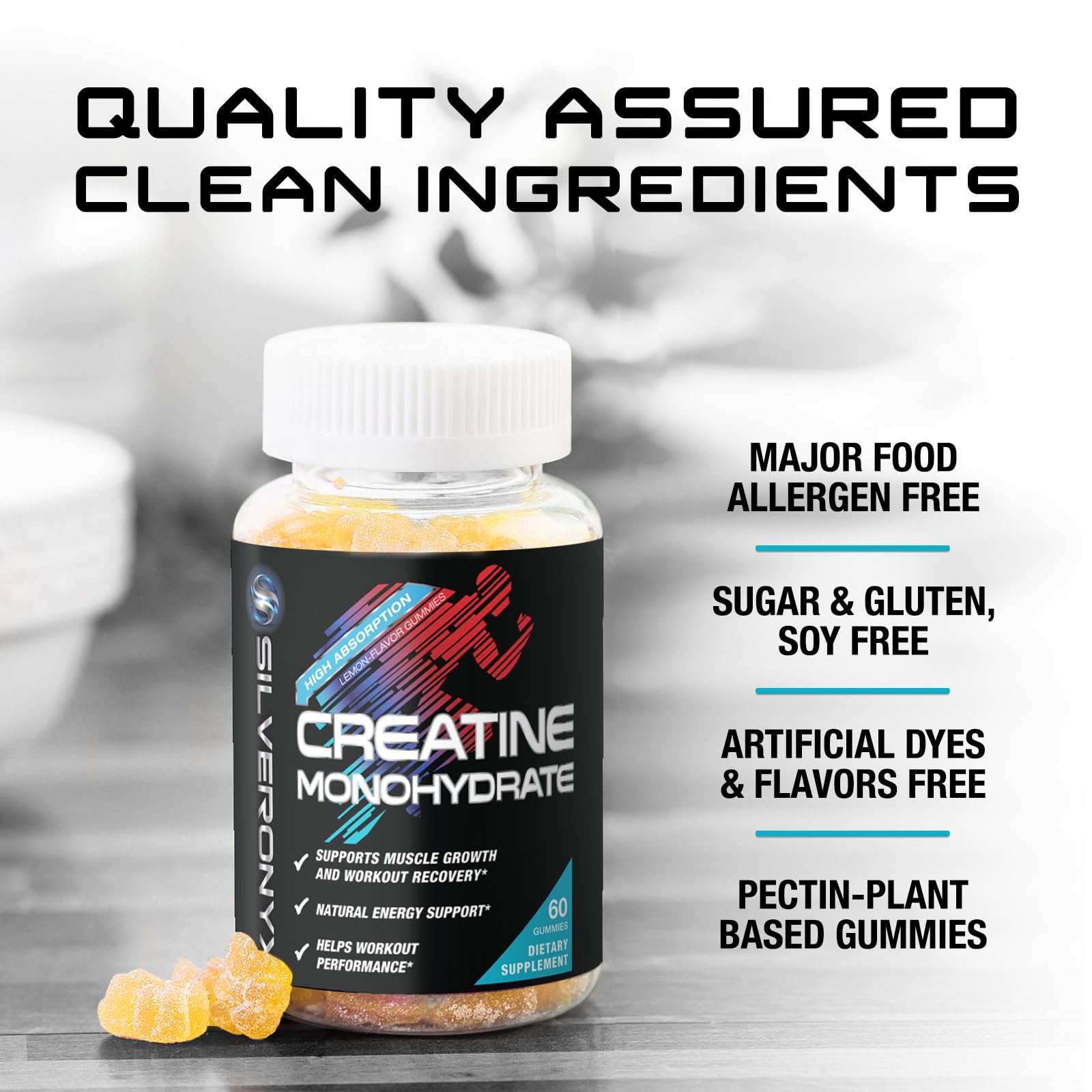 Creatine Gummies - 1000 MG (1g) Creatine Monohydrate per Gummy - Best Micronized, Sugar Free Creatine Chewable for Men & Women - Supports Lean Muscle, Strength, Energy & Endurance - 60 Lemon Gummies — Amazon image 6