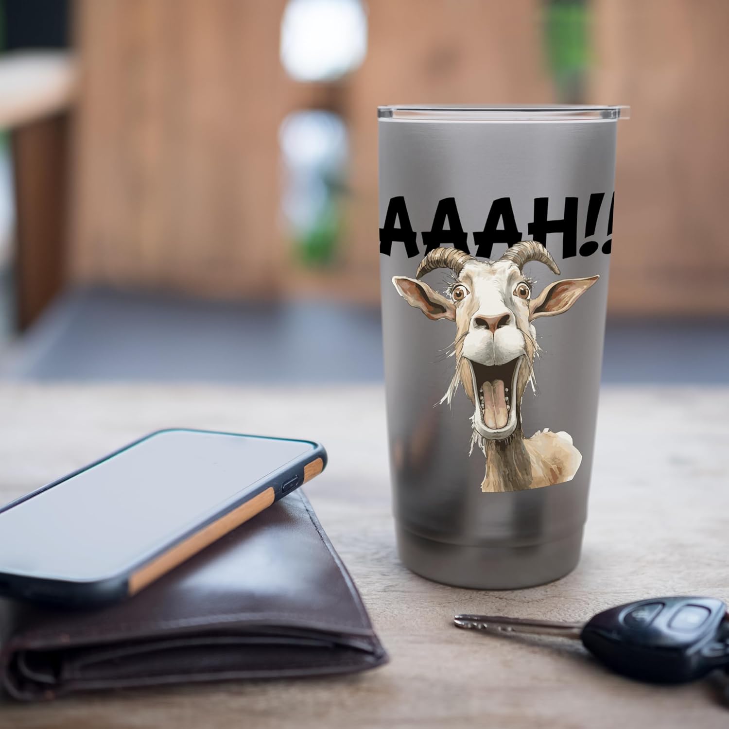 funny screaming Goat Stainless Steel Insulated Tumbler - Image 7