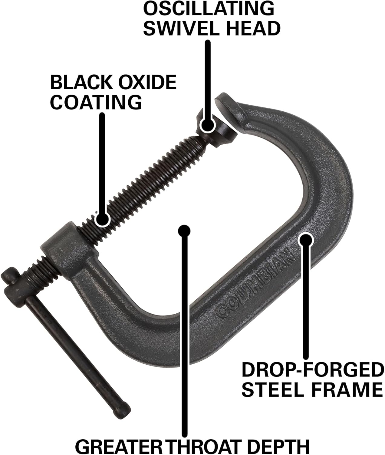 Wilton Columbian C-Clamp, 8" Opening, 4-15/16" Throat, 6900 Lbs. Clamping Force (Model H408)