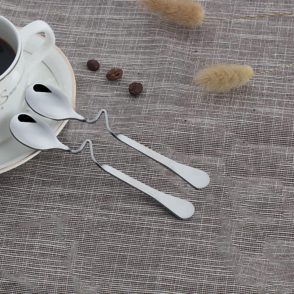 Hanging Coffee or Tea Spoon Curved Handle for Hanging on the Side of a Mug Stainless Steel Honey Milk Coffee Stirring Spoon with Curved Handle Teaspoon (Large)