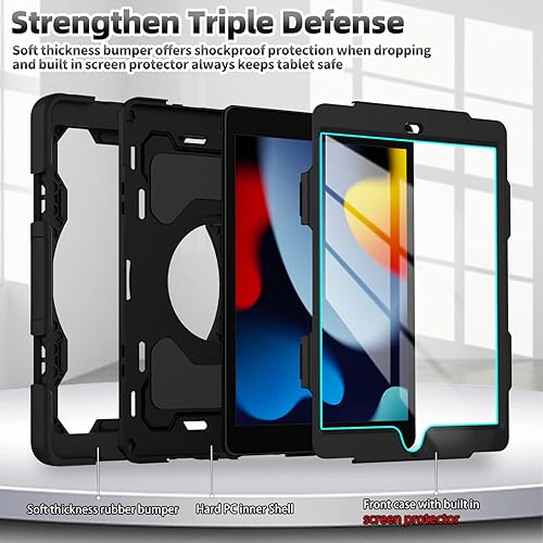 Miniatura 4 de ROISKIN Funda para niños para iPad de 9, 8 y 7 generación de 10.2 pulgadas (2021 2020 2019) Protección contra caídas de 15 pies Correa de hombro