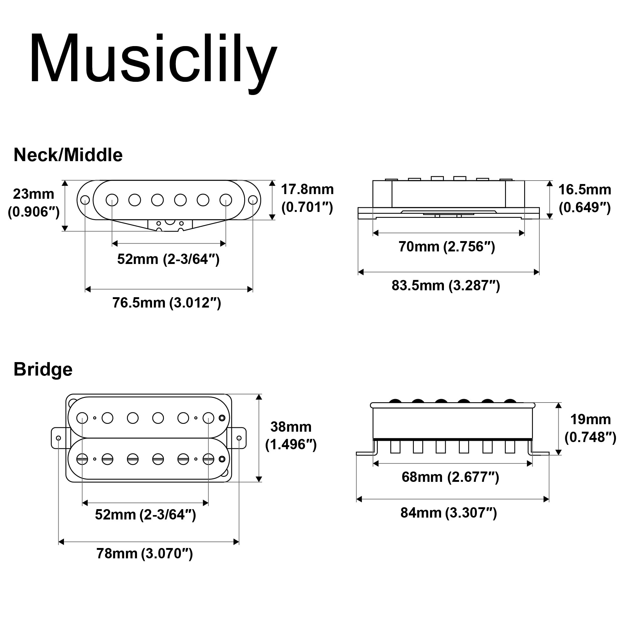 Musiclily Pro ST-TX Alnico 5 Staggered Single Coil Tonabnehmer Humbucker HSS Pickups Set für Strat Style E-Gitarre, Zebra