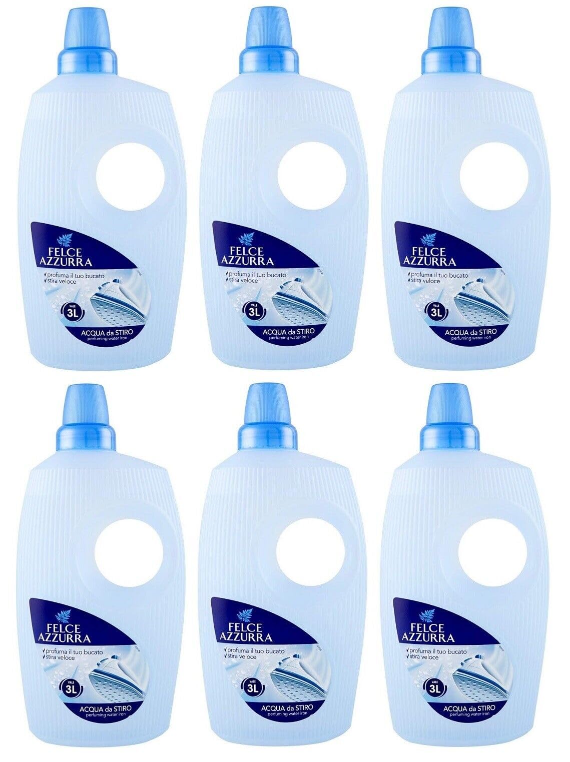 6er-Pack Felce Azzurra Acqua Profumata per Ferro da Stiro,Duftwasser für Bügeleisen 1000ml