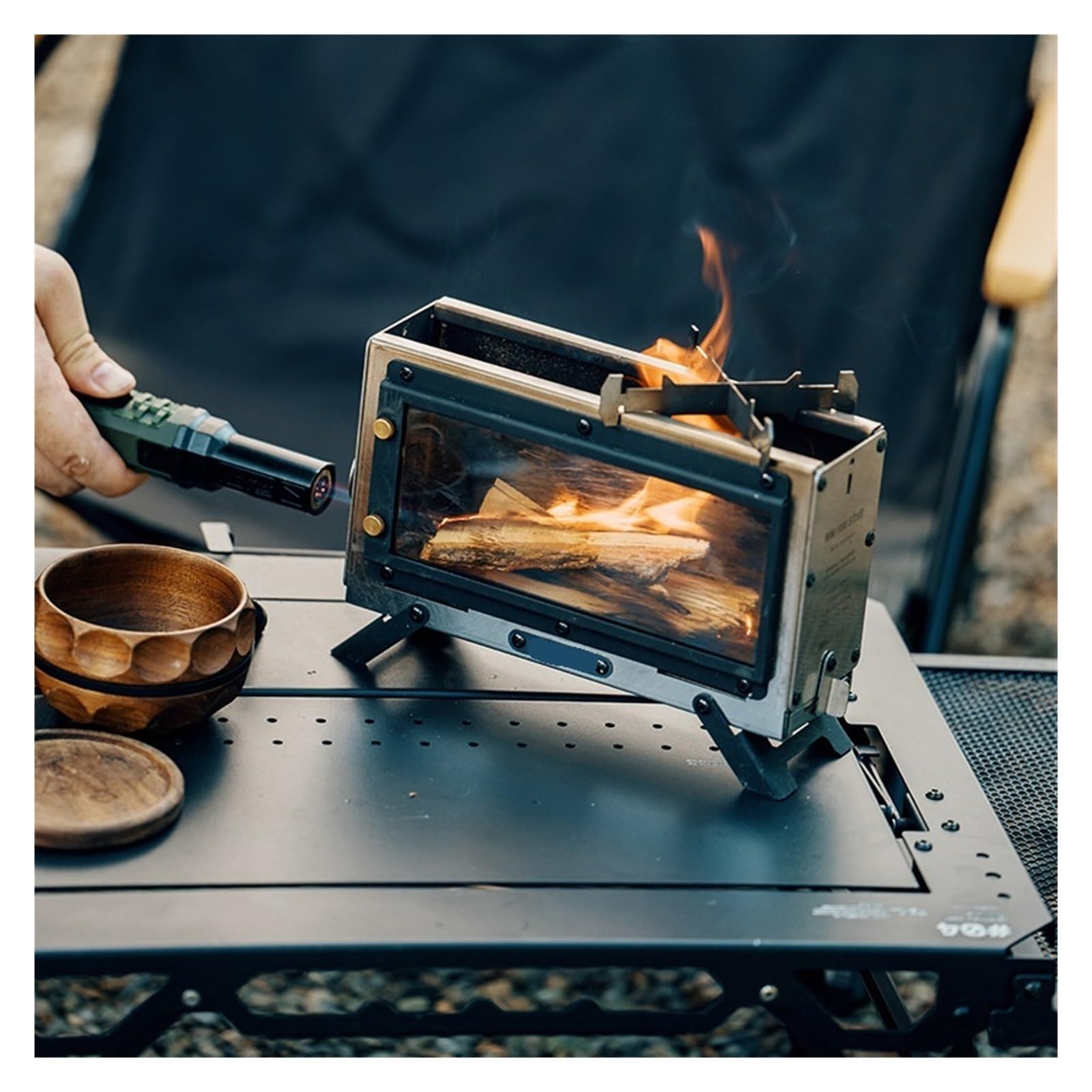 RéChaud de Camping pour Tente Mini poêle à bois de camping en plein air | Conception de mur coupe-feu portable for une cuisine de randonnée en pique-nique en toute sécurité