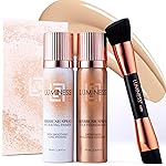 LUMINESS Airbrush Spray Silk Foundation Starter Kit - Fair Light - Foundation, Primer & Dual-Sided Angled Buffing Brush - Medium, Buildable Coverage, Anti-Aging Formula Hydrates & Moisturizes