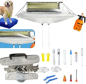 Mini Split Cleaning Kit Bag,Split Ac Unit Cleaning Bag Kit for Cleaning Wall-Mounted Air Conditioners and Duct Units(White, 21PCS with Kettle, Size: 33-122 Cm 15.35-48 Inches