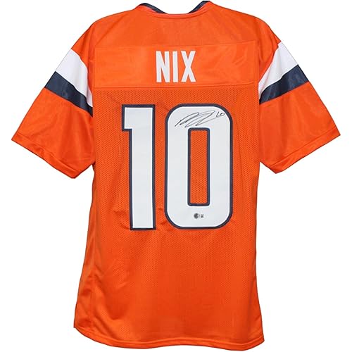 Bo Nix Autographed/Signed Pro Style XL Orange Jersey Beckett Witness