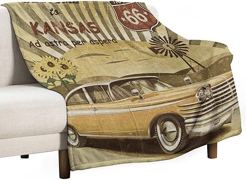 Miniatura 73 de Manta clásica retro para automóvil, diseño clásico de automóvil clásico americano, diseño de motocicleta, manta de franela súper suave para cama y