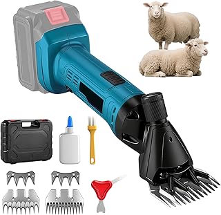 Cordless Sheep Shear Shear for Makita 18 V Battery, 2400 RPM, 6 Gears Brushless Wool Scissors with 2 Blades, Electric Shee...