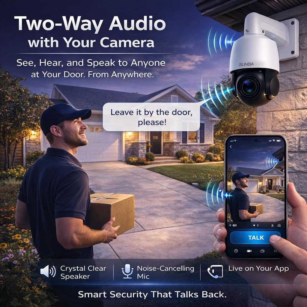 Amazon.com: SUNBA 4K PTZ Security Camera Outdoor, 20X Optical Zoom