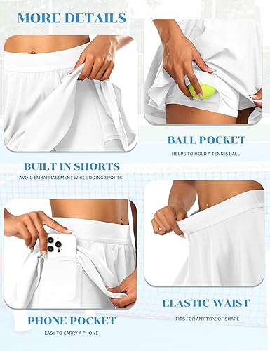 Miniatura 4 de JoyGirl Falda de tenis para mujer con pantalones cortos plisados para golf, cintura alta, para entrenamiento, atletismo, correr, faldas con bolsillos