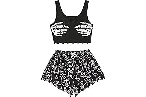 Women's Plus Size Goth Lingerie Cute Cartoon Print Pajama Set