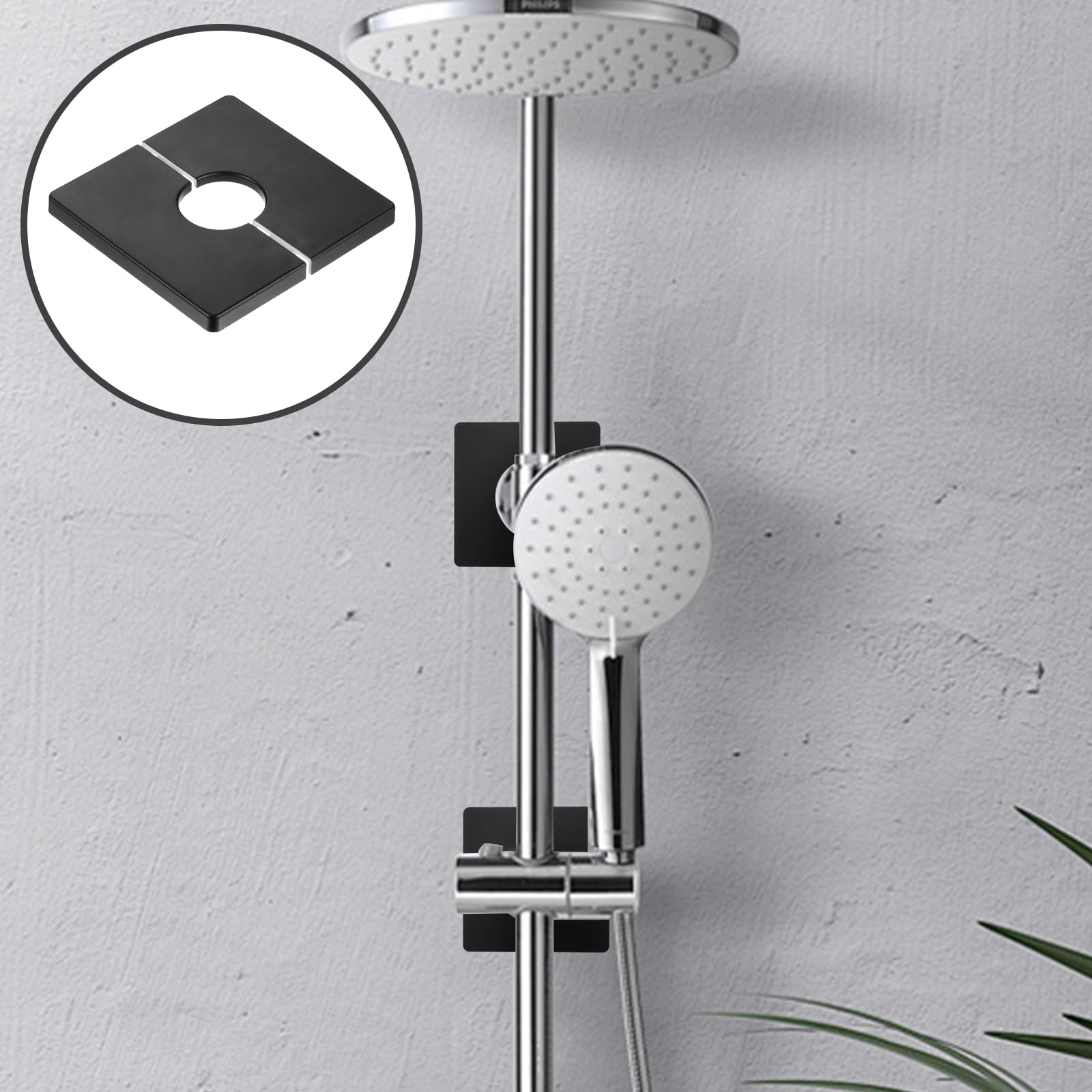 2Piezas Embellecedor Grifo Ducha Decorativa 33mm Cubierta Decorativa para Ducha Cubierta Cuadrada de PVC Autoadhesiva para Grifos para Cubrir Cables, Grifos, Tuberías y Agujeros en Las Paredes