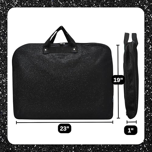 Miniatura 3 de Bolsa de ropa para colgar para niñas de NGIL, bolsa de viaje para porristas, baile y competición con purpurina (Negro-Purpurina)