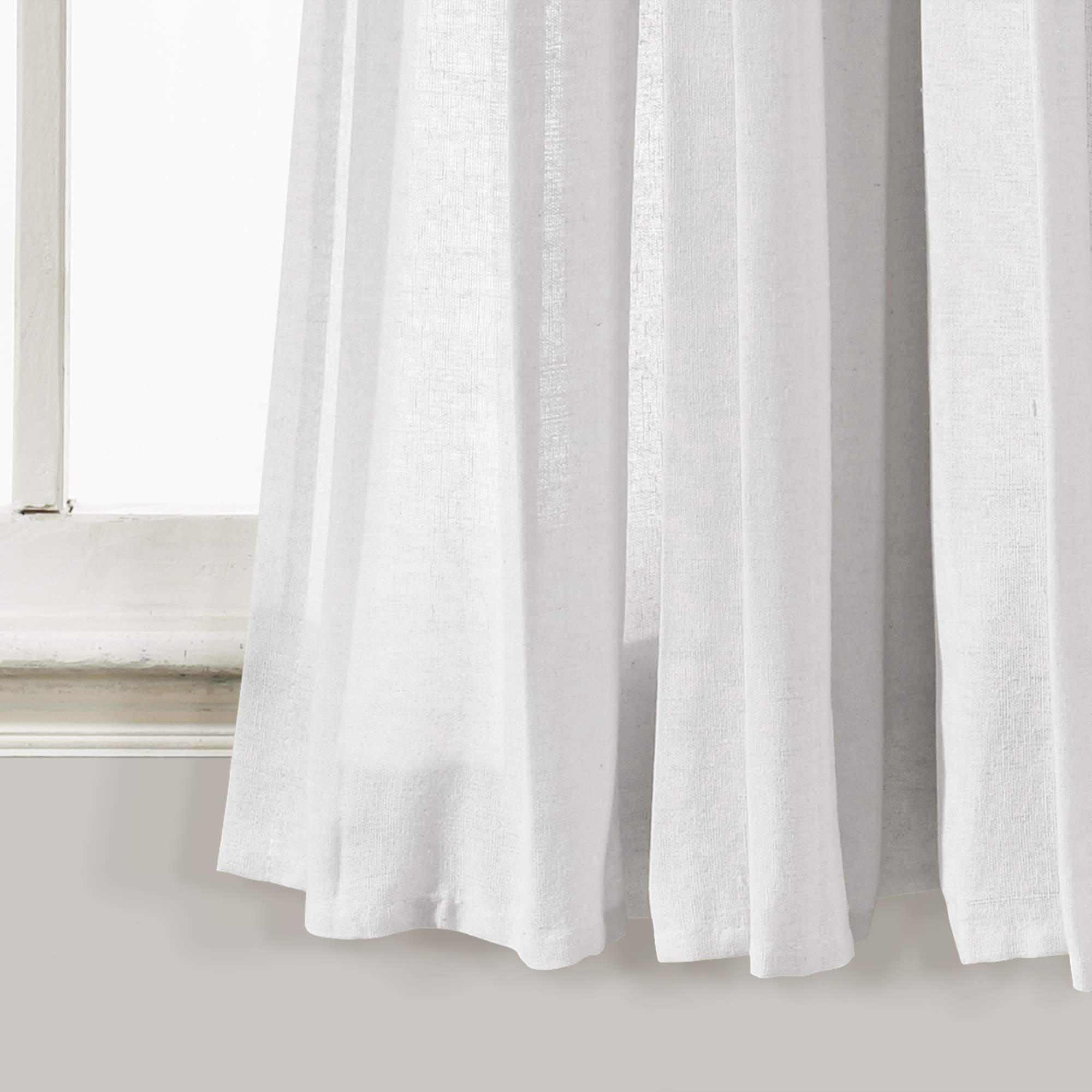 Lush Decor Linen Button Window Curtain Single Panel, Blush & White, 63" L x 40", Blush & Off-white, W 40" x L 63" (1 Panels) - Image 4