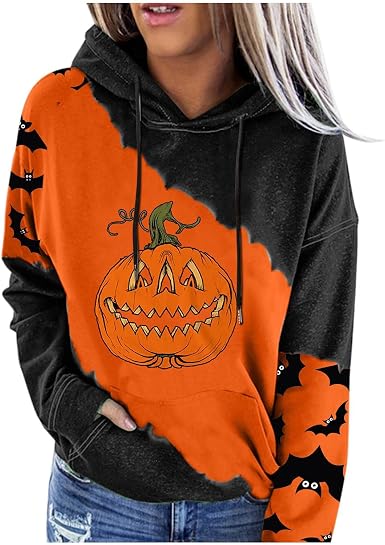 Unisex Halloween Sudadera con Capucha Estampada con Mangas Largas Moda  rocic.com