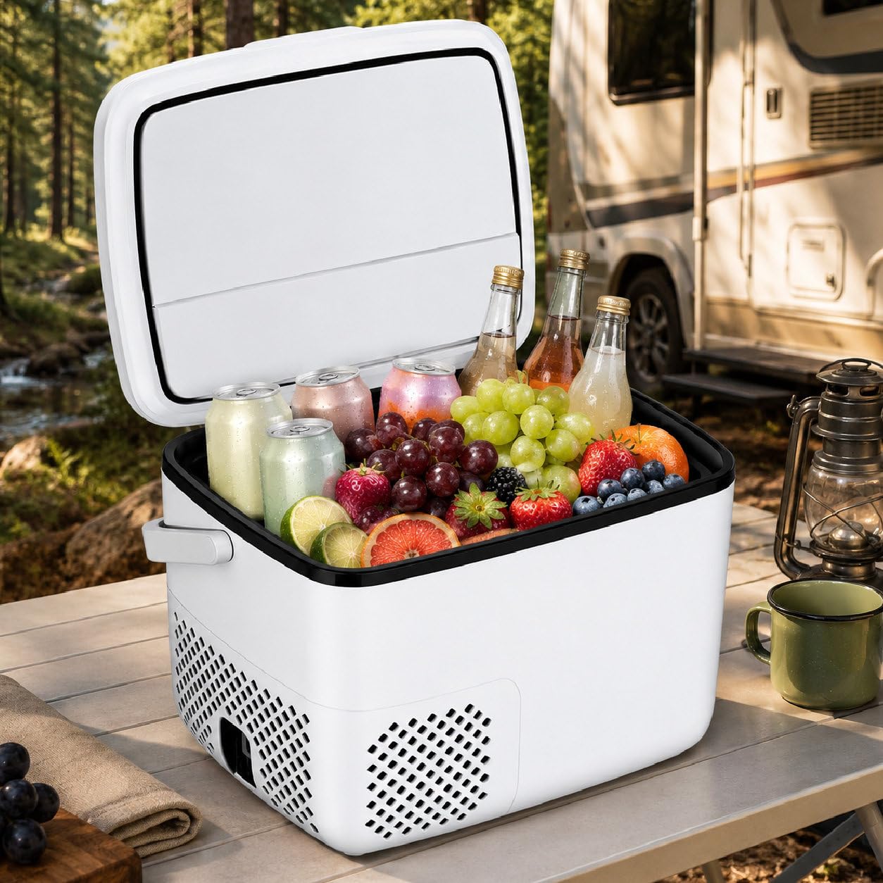 pedenencelia 12V Portable Car Refrigerator, 18L/19QT Compressor Electric Cooler for Car, -4°F to 59°F Adjustable Temperature, Compact Camping Fridge with LED Touch Control
