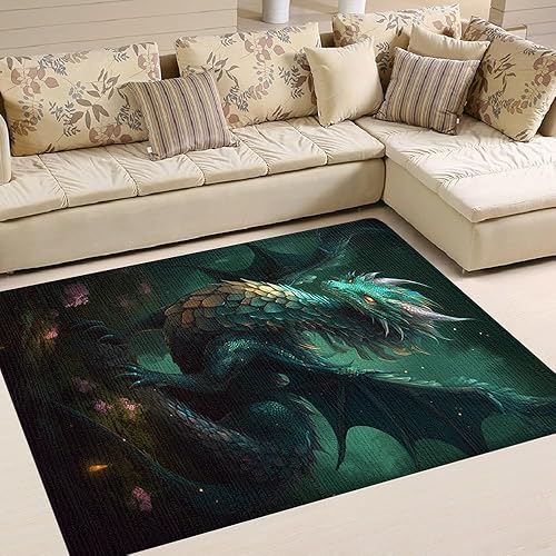 Vista 34 de Alfombra de dragón personalizada, con estampado de dragón de galaxia brillante, tapete grande de 5 x 8 pulgadas para sala de estar, dormitorio