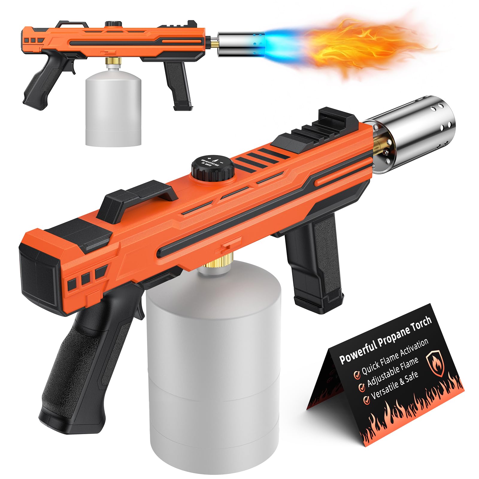 Potente pistola de propano con llama ajustable, soplete de alta resistencia para barbacoa, filete e iluminación de carbón, cocina y uso al aire libre (tanque no incluido)