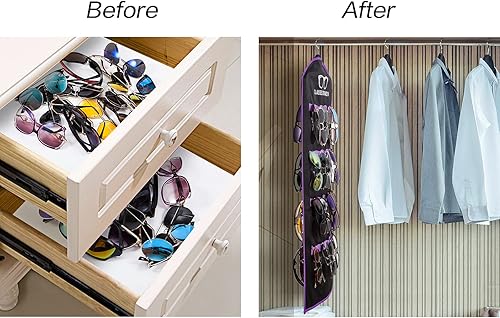 Miniatura 4 de TRIUMPH VISION Organizador de lentes de sol colgantes, soporte para gafas, 40 ranuras, estuche para gafas, organizador de pared, organizador de