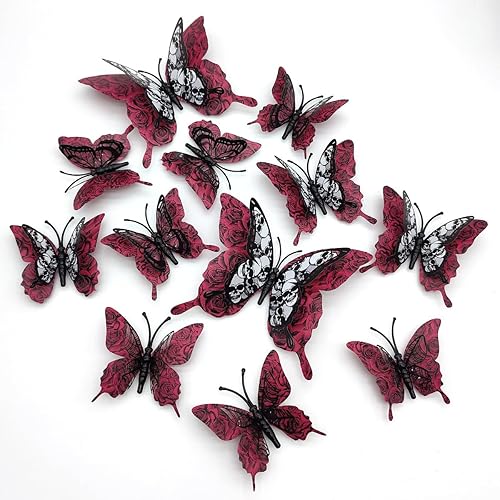 Miniatura 5 de Halloween 3D 1224 calcomanías de pared de mariposa esqueleto, decoración de sala de estar, decoración de ventana de dormitorio interior (12