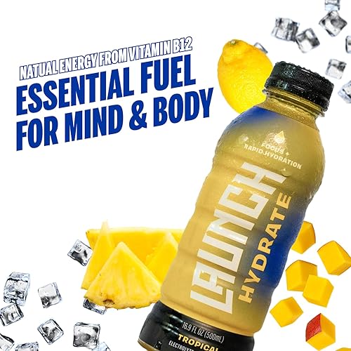 Miniatura 4 de Paquete de 12 bebidas deportivas, sabor tropical, azúcar de caña real, 3 electrolitos, Cognizin para concentrarse, jugo natural, sin tintes