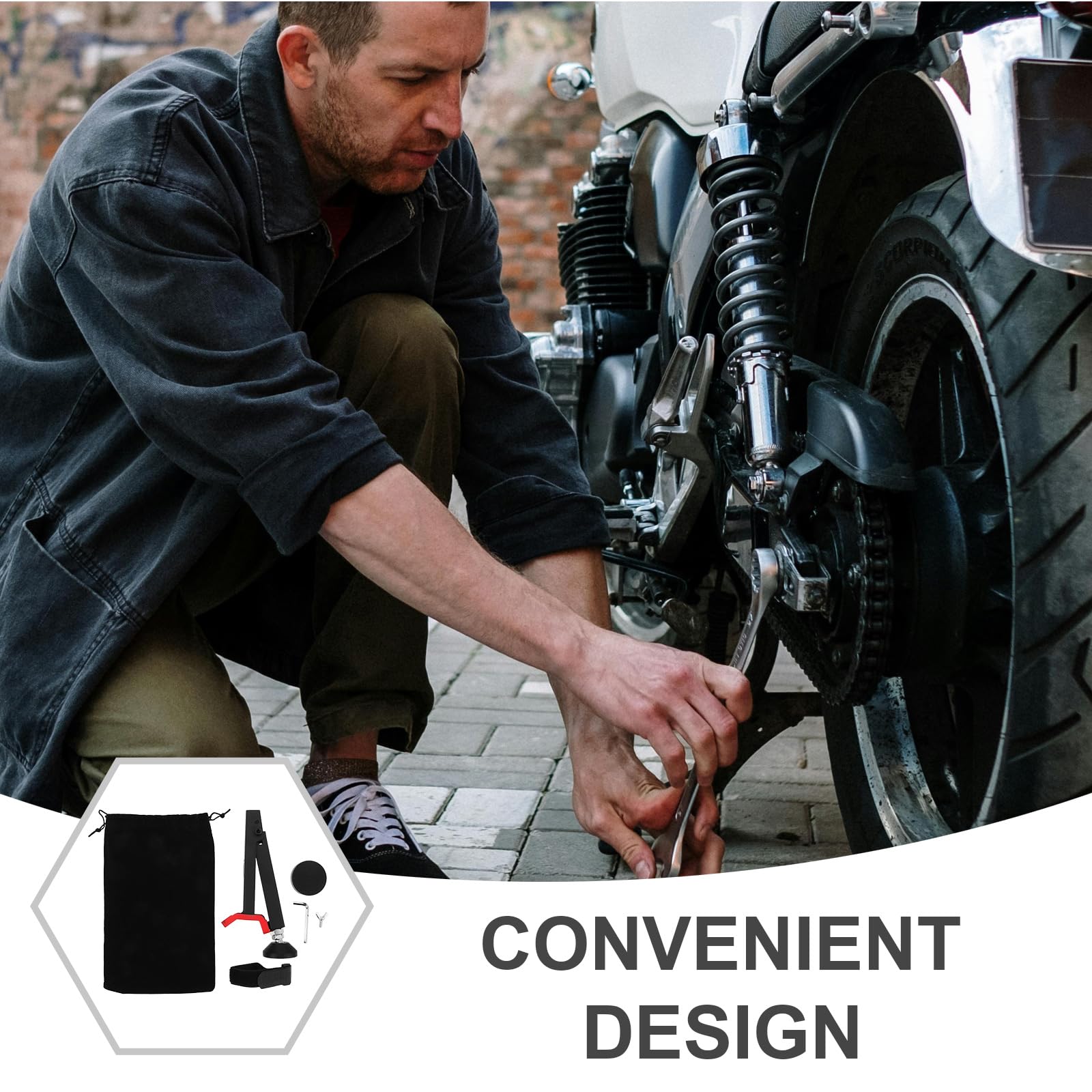 YARNOW Caballete Elevador para Moto Todoterreno Rojo, Soporte Portátil de Acero Reforzado para Mantenimiento y Reparación de Motocicletas de Cross, Herramienta Antideslizante Adecuado