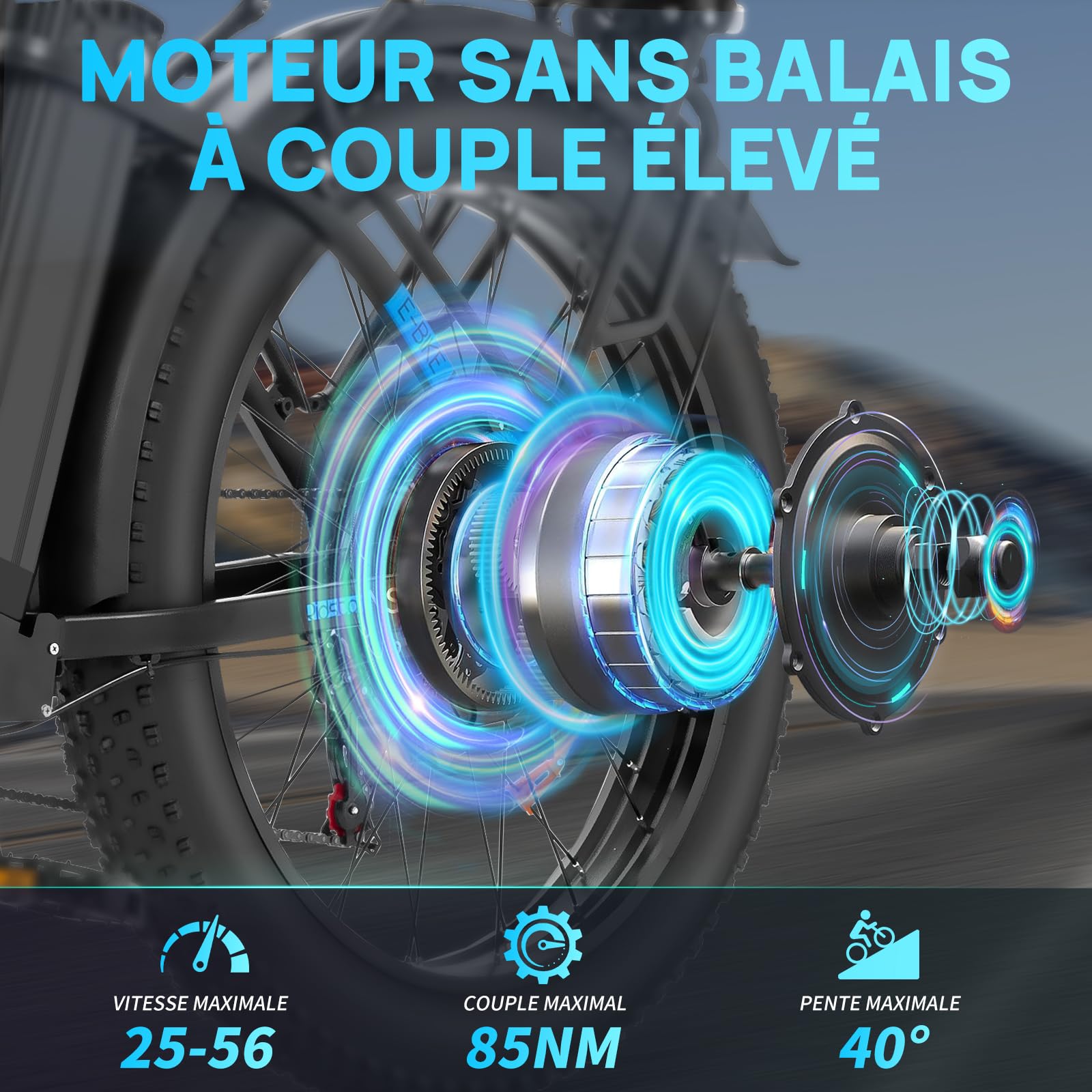 YVY MN26 Vélo Électrique, Autonomie 150km, Batterie Amovible 48V 20Ah, Moteur 85Nm, Fat Bike Électrique, 26" VTT Électrique 7 Vitesses, E-Bike Double Suspension, Double Disque, Écran LCD