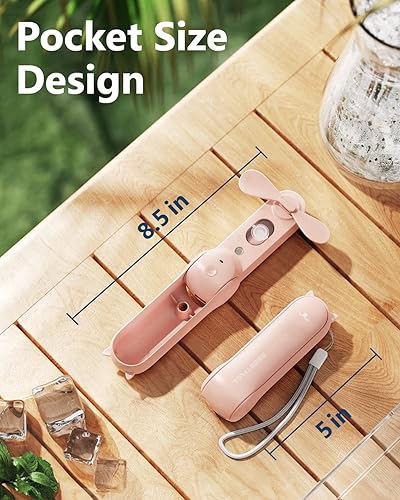 Miniatura 7 de SWEETFULL Ventilador de niebla portátil, ventilador personal de mano, pequeño ventilador recargable, mini ventilador de niebla de agua en aerosol,