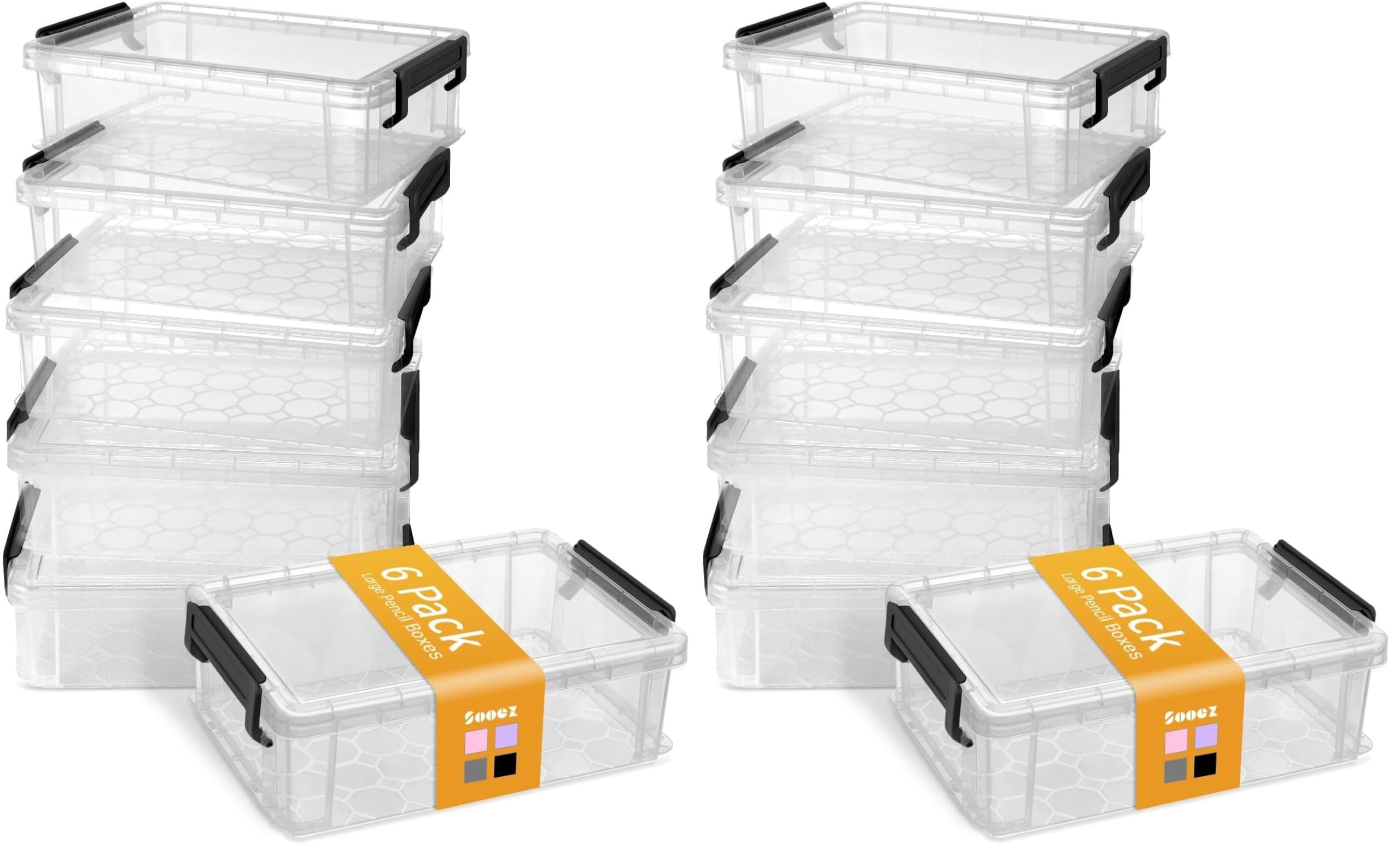 Sooez 6 Pack Large Pencil Boxes - Keep Organized! -10