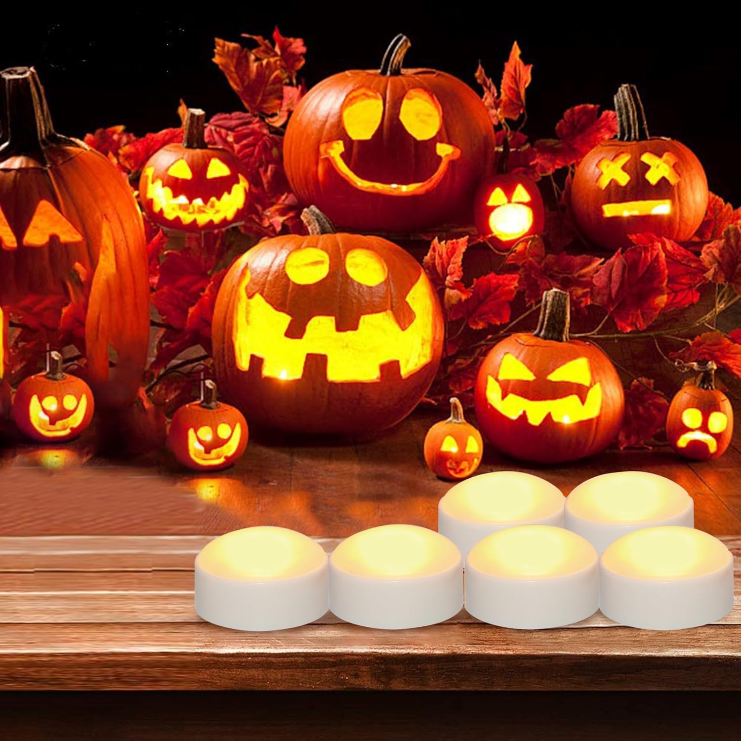 6 Pack Halloween Pumpkin Lanterns Battery Operated LED Pumpkin Lights with Remote & Timer Flameless LED Candles and Jack-O-Lantern Outdoor Decorations Home Decor, White Color