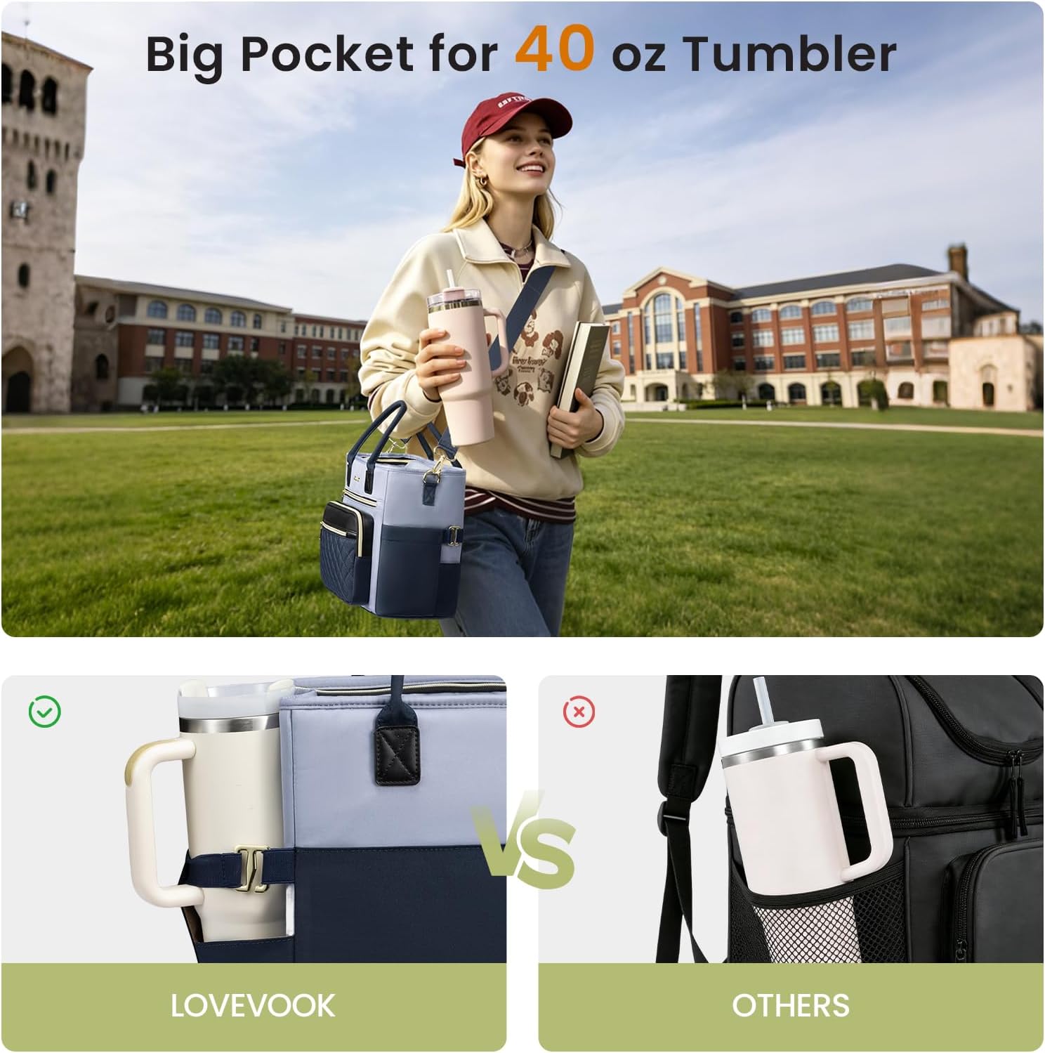 LOVEVOOK Insulated Lunch Box for Women,Large Adult Lunch Cooler Bag Women image 3