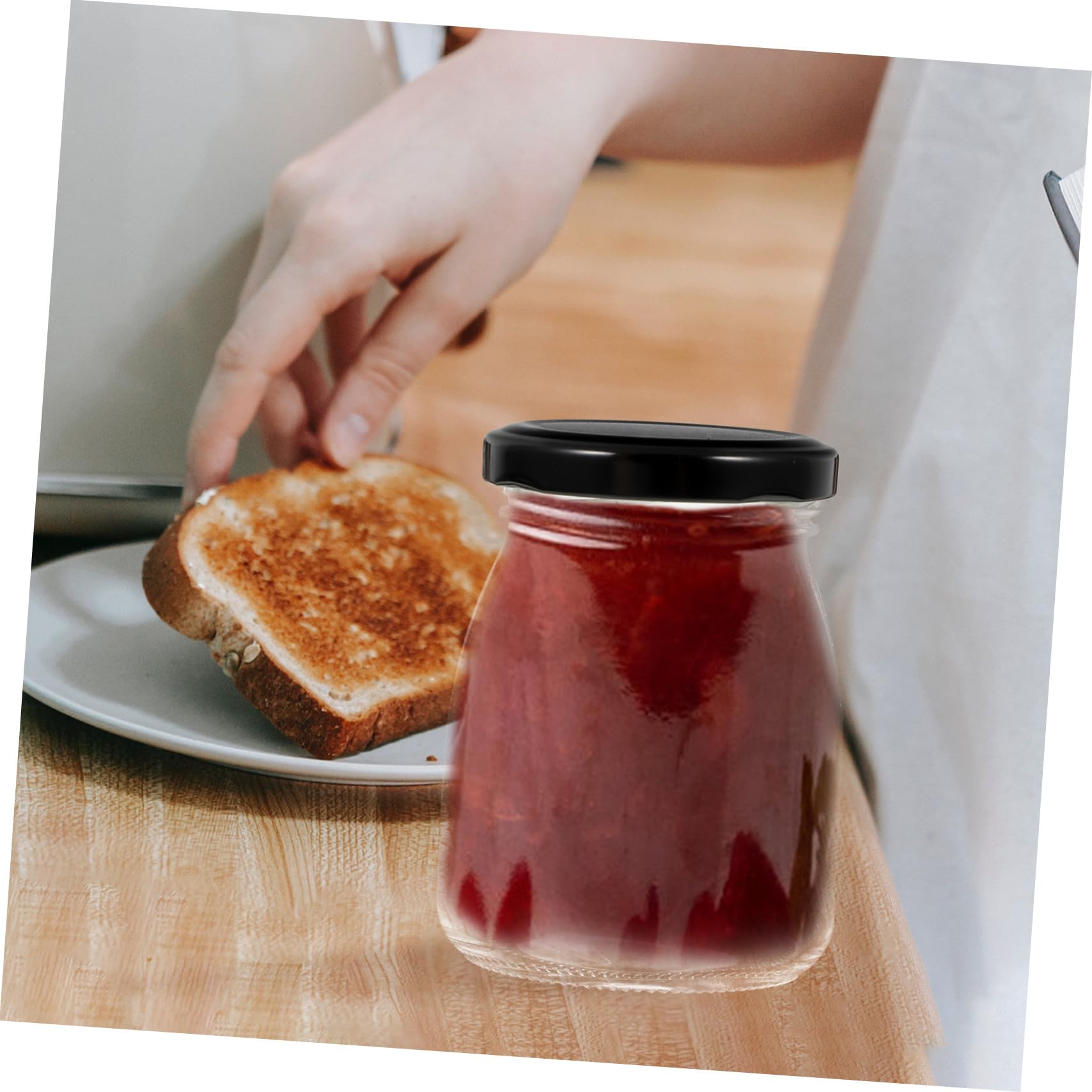 Hohopeti 10 Stück Teiliges Glasaufbewahrungsgläser mit Metalldeckel Luftdichte Transparente Vorratsdosen für Süßigkeiten Tee Desserts Pudding Zucker Küche Organisiert und Geschützt