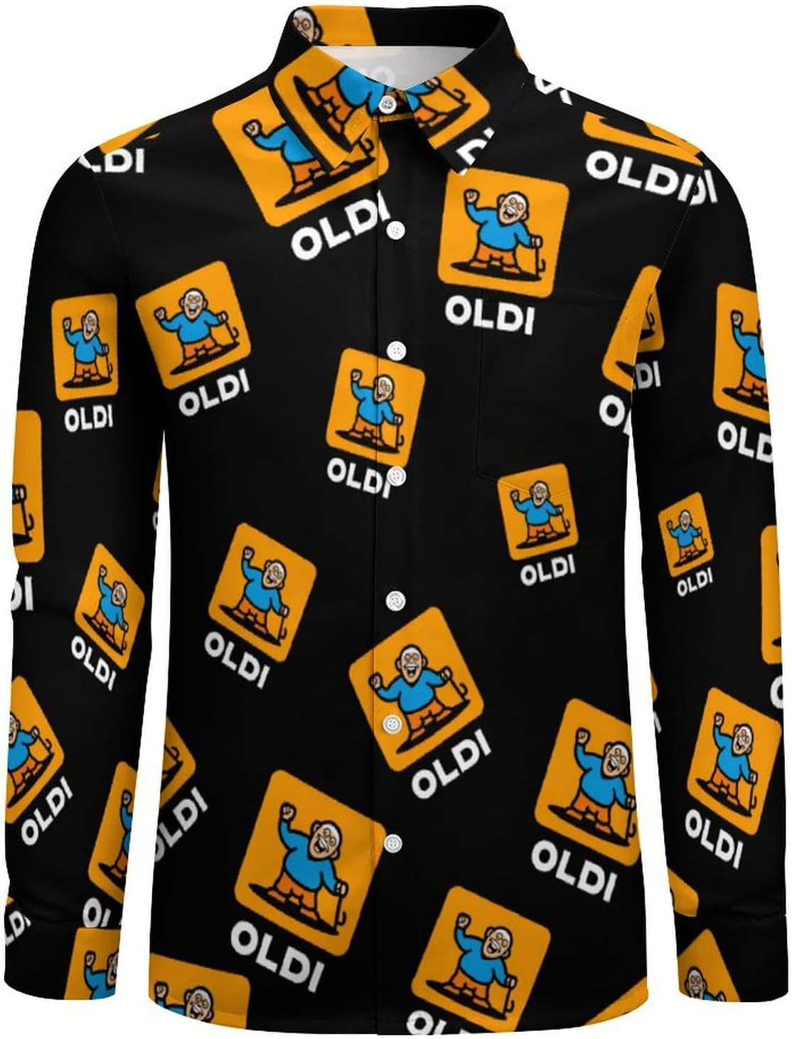 OLDI Novelty Men's Long Sleeve Shirts Casual Button Down Shirt Pullover Tops