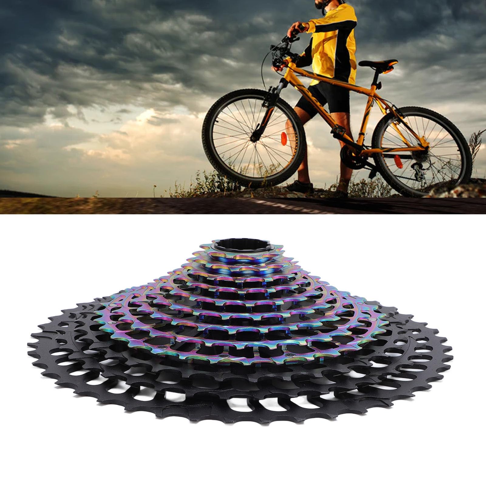 Drfeify Caseta de Bicicleta de 12 Velocidades, Aleación de Aluminio CNC Hollow Climbing Gear 9-46 Cassette de Bicicleta Rococal