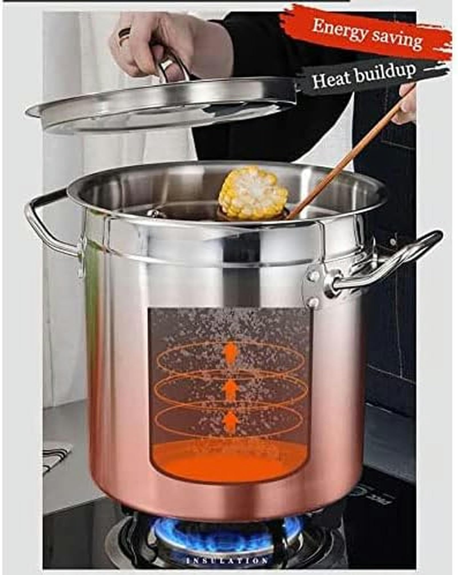 Suppentopf aus Edelstahl in handelsüblicher Qualität für Induktion, Kochen von Meeresfrüchten und Suppen
