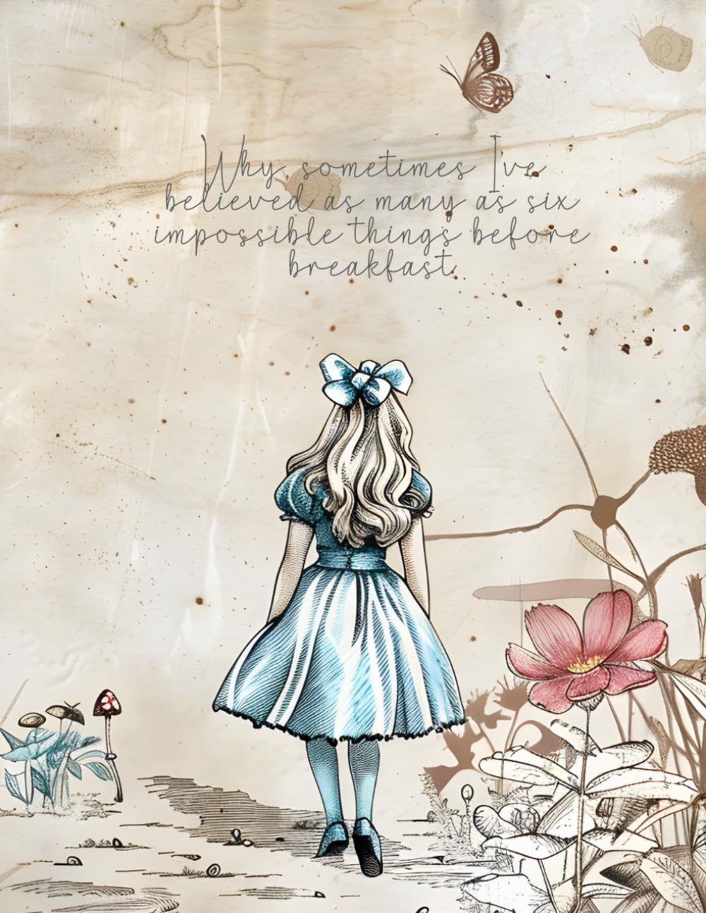 Alice in Wonderland Notebook- Watercolor Mushroom Cover